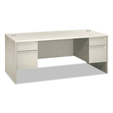 HON 38000 Series Double Pedestal Desk, 72" x 36" x 30", Light Gray/Silver
