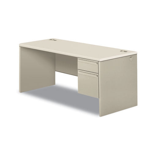 HON 38000 Series Right Pedestal Desk, 66" x 30" x 30", Light Gray/Silver