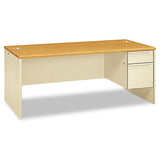 HON 38000 Series Right Pedestal Desk, 72" x 36" x 29.5", Harvest/Putty