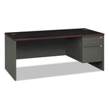 HON 38000 Series Right Pedestal Desk, 72" x 36" x 29.5", Mahogany/Charcoal