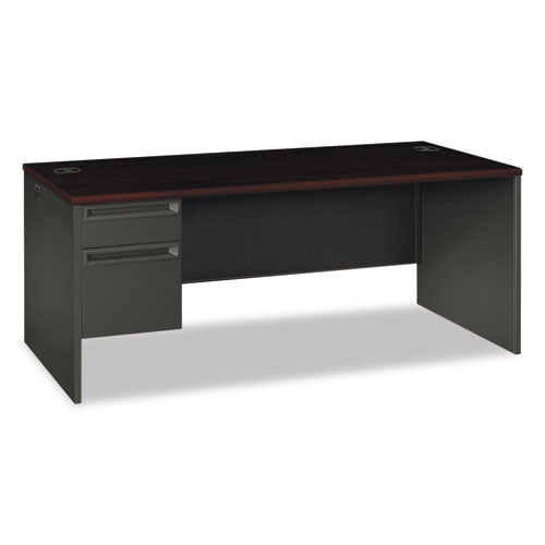 HON 38000 Series Left Pedestal Desk, 72" x 36" x 29.5", Mahogany/Charcoal