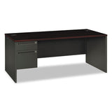 HON 38000 Series Left Pedestal Desk, 72" x 36" x 29.5", Mahogany/Charcoal