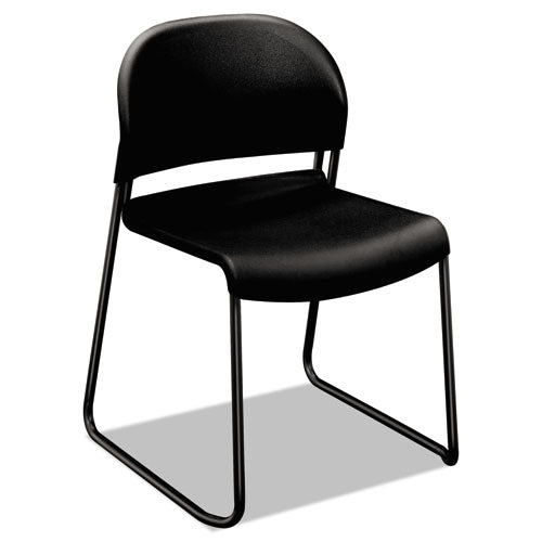 HON GuestStacker High Density Chairs, Supports Up to 300 lb, Onyx Seat/Back, Black Base, 4/Carton