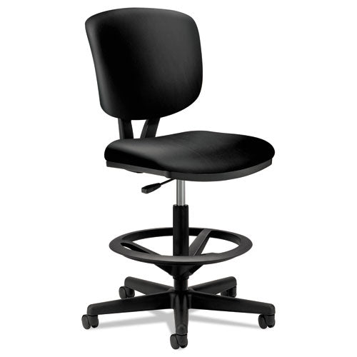HON Volt Series Leather Adjustable Task Stool, Supports Up to 275 lb, 22.88" to 32.38" Seat Height, Black