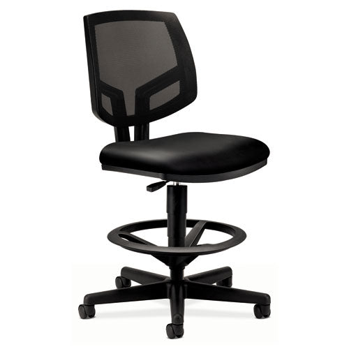 HON Volt Series Mesh Back Adjustable Leather Task Stool, Supports Up to 250 lb, 22.88" to 32.38" Seat Height, Black