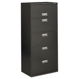 HON Brigade 600 Series Lateral File, 4 Legal/Letter-Size File Drawers, 1 File Shelf, 1 Post Shelf, Charcoal, 30" x 18" x 64.25"