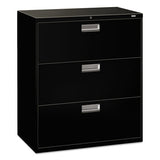 HON Brigade 600 Series Lateral File, 3 Legal/Letter-Size File Drawers, Black, 36" x 18" x 39.13"
