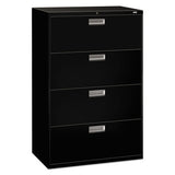 HON Brigade 600 Series Lateral File, 4 Legal/Letter-Size File Drawers, Black, 36" x 18" x 52.5"