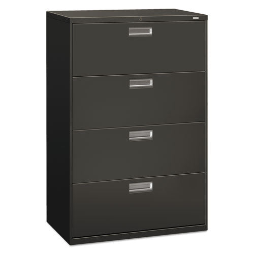 HON Brigade 600 Series Lateral File, 4 Legal/Letter-Size File Drawers, Charcoal, 36" x 18" x 52.5"