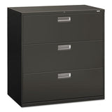 HON Brigade 600 Series Lateral File, 3 Legal/Letter-Size File Drawers, Charcoal, 42" x 18" x 39.13"