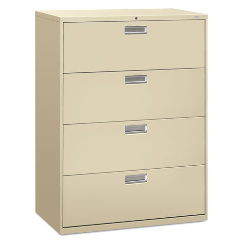 HON Brigade 600 Series Lateral File, 4 Legal/Letter-Size File Drawers, Putty, 42" x 18" x 52.5"