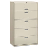 HON Brigade 600 Series Lateral File, 4 Legal/Letter-Size File Drawers, 1 Roll-Out File Shelf, Light Gray, 42" x 18" x 64.25"