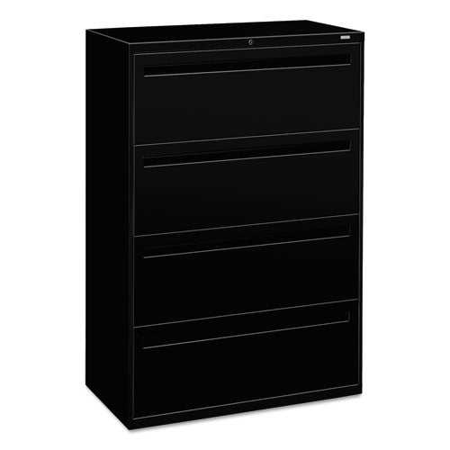 HON Brigade 700 Series Lateral File, 4 Legal/Letter-Size File Drawers, Black, 36" x 18" x 52.5"
