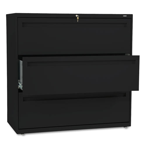 HON Brigade 700 Series Lateral File, 3 Legal/Letter-Size File Drawers, Black, 42" x 18" x 39.13"