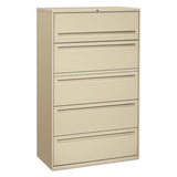 HON Brigade 700 Series Lateral File, 4 Legal/Letter-Size File Drawers, 1 File Shelf, 1 Post Shelf, Putty, 42" x 18" x 64.25"