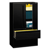 HON Brigade 700 Series Lateral File, Three-Shelf Enclosed Storage, 2 Legal/Letter-Size File Drawers, Black, 42" x 18" x 64.25"