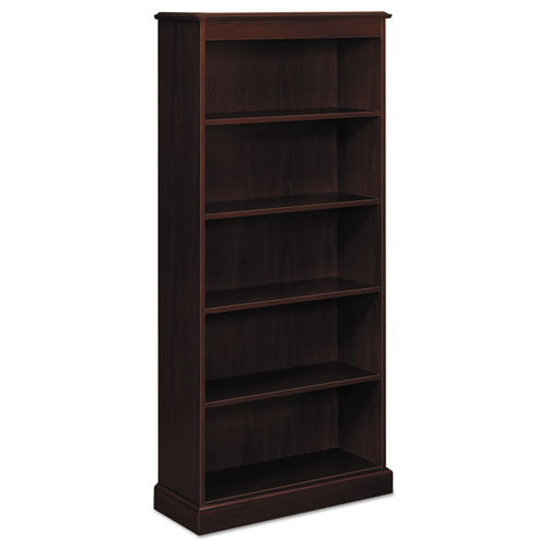 HON 94000 Series Five-Shelf Bookcase, 35.75w x 14.31d x 78.25h, Mahogany