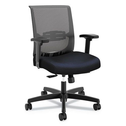 HON Convergence Mid-Back Task Chair, Synchro-Tilt and Seat Glide, Supports Up to 275 lb, Navy Seat, Black Back/Base