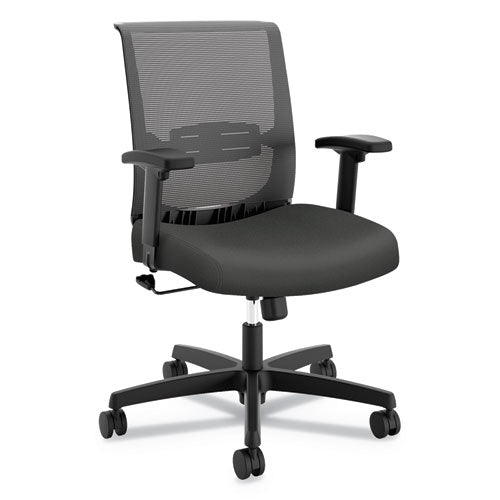 HON Convergence Mid-Back Task Chair, Swivel-Tilt, Supports Up to 275 lb, 16.5" to 21" Seat Height, Iron Ore Seat, Black Back/Base