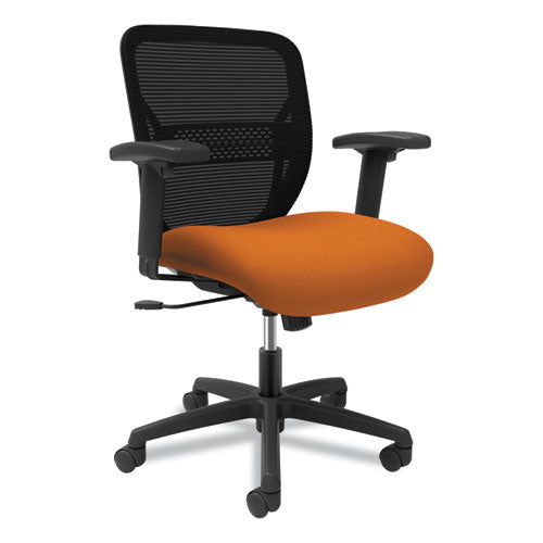 HON Gateway Mid-Back Task Chair, Supports Up to 250 lb, 17" to 22" Seat Height, Apricot Seat, Black Back/Base