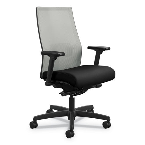 HON Ignition 2.0 4-Way Stretch Mid-Back Mesh Task Chair, Supports 300lb, 17" to 21" Seat Height, Black Seat, Fog Back, Black Base