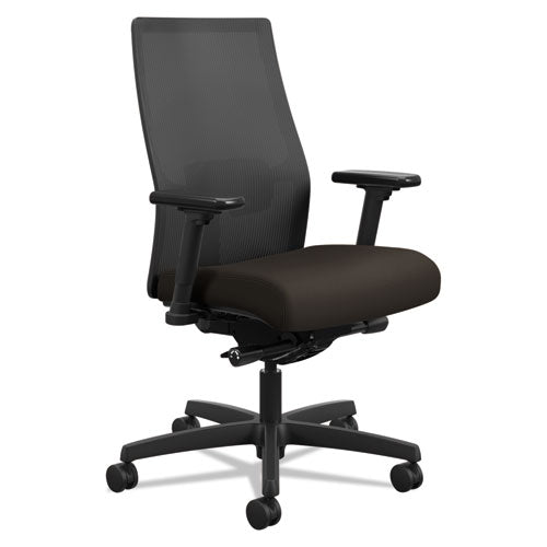 HON Ignition 2.0 4-Way Stretch Mid-Back Mesh Task Chair, Supports 300 lb, 17" to 21" Seat Height, Espresso Seat, Black Back/Base