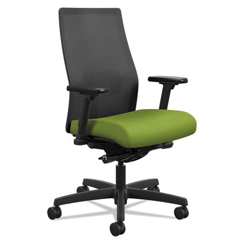 HON Ignition 2.0 4-Way Stretch Mid-Back Mesh Task Chair, Supports 300 lb, 17" to 21" Seat Height, Pear Seat, Black Back/Base