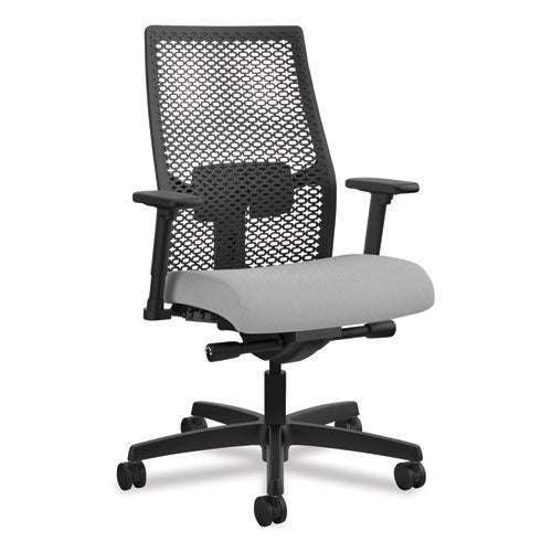 HON Ignition 2.0 Reactiv Mid-Back Task Chair, Supports Up to 300 lb, 17" to 22" Seat Height, Frost Seat, Black Back/Base