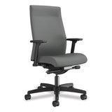 HON Ignition 2.0 Upholstered Mid-Back Task Chair With Lumbar, Supports 300lb, 17" to 22" Seat Height, Frost Seat/Back, Black Base