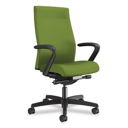 HON Ignition 2.0 Upholstered Mid-Back Task Chair, Supports Up to 300 lb, 17" to 22" Seat Height, Pear Seat/Back, Black Base