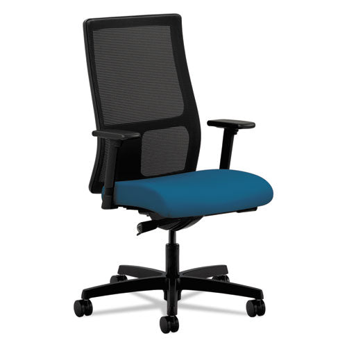 HON Ignition Series Mesh Mid-Back Work Chair, Supports Up to 300 lb, 17" to 22" Seat Height, Peacock Seat, Black Back/Base