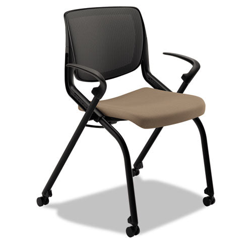 HON Motivate Nesting/Stacking Flex-Back Chair, Supports Up to 300 lb, Morel Seat, Black Back/Base