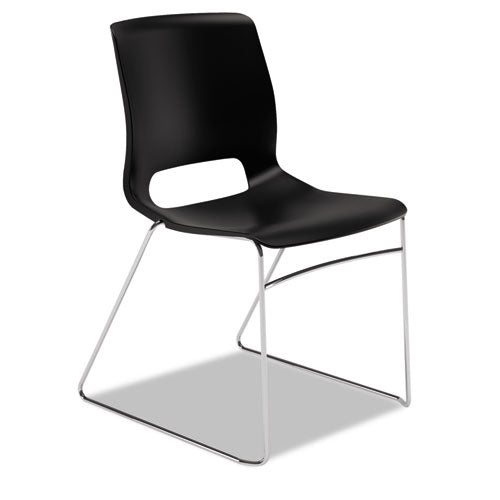HON Motivate High-Density Stacking Chair, Supports Up to 300 lb, Onyx Seat, Black Back, Chrome Base, 4/Carton