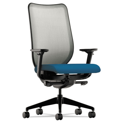HON Nucleus Series Work Chair, ilira-Stretch M4 Back, Supports 300 lb, 17" to 22" Seat, Peacock Seat/Back, Black Base