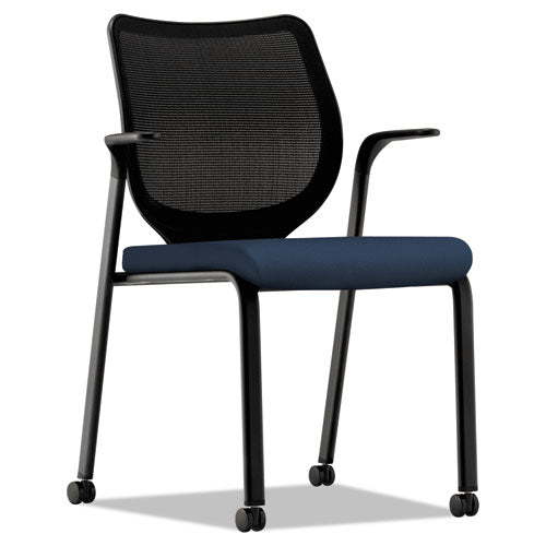 HON Nucleus Series Multipurpose Stacking Chair, ilira-Stretch M4 Back, Supports Up to 300 lb, Navy Seat, Black Back/Base