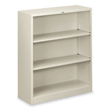 HON Metal Bookcase, Three-Shelf, 34.5w x 12.63d x 41h, Light Gray