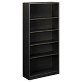 HON Metal Bookcase, Five-Shelf, 34.5w x 12.63d x 71h, Charcoal