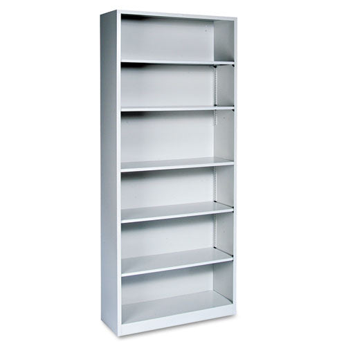 HON Metal Bookcase, Six-Shelf, 34.5w x 12.63d x 81.13h, Light Gray