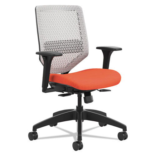 HON Solve Series ReActiv Back Task Chair, Supports 300 lb, 18" to 23" Seat Height, Bittersweet Seat, Titanium Back, Black Base
