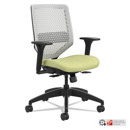 HON Solve Series ReActiv Back Task Chair, Supports Up to 300 lb, 18" to 23" Seat Height, Meadow Seat, Titanium Back, Black Base