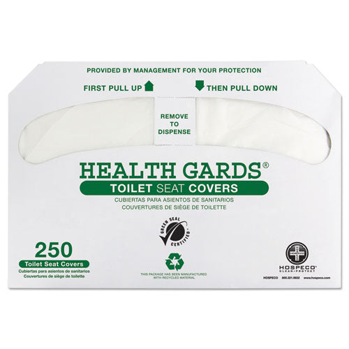 HOSPECO Health Gards Green Seal Recycled Toilet Seat Covers, 14.75 x 16.5, White, 250/Pack, 4 Packs/Carton