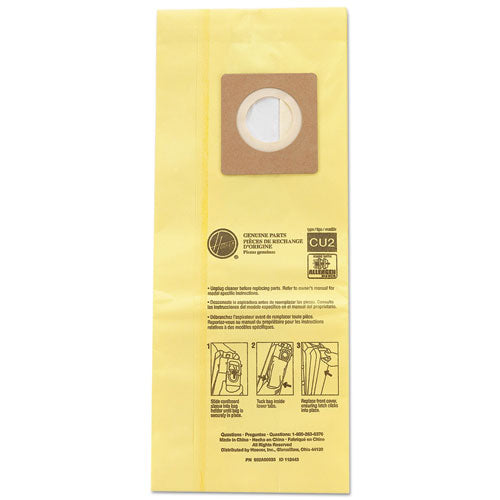 Hoover Commercial HushTone Vacuum Bags, Yellow, 10/Pack