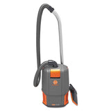 Hoover Commercial HushTone Backpack Vacuum, 6 qt Tank Capacity, Gray/Orange