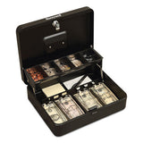 Honeywell Tiered CantiDoor Lever Cash Box, 4 Bill, 5 Coin Slots, Key Lock, 11.9 x 9.7 x 3.5, Steel, Black