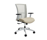 Global Vion – Sleek Ivory Mesh Medium Back Tilter Task Chair in Vinyl for the Modern Office, Home and Business