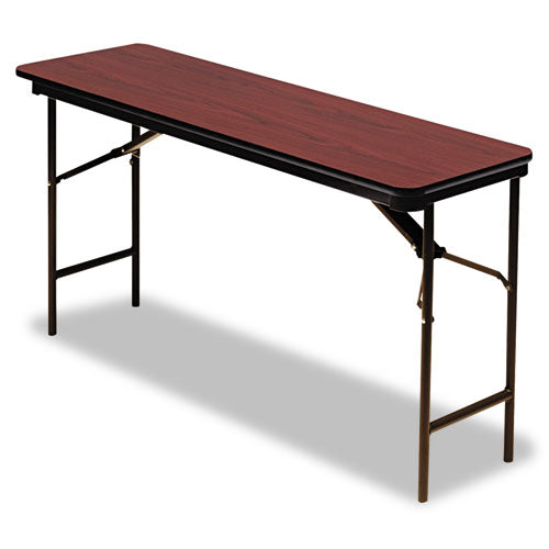 Iceberg OfficeWorks Commercial Wood-Laminate Folding Table, Rectangular Top, 72 x 18 x 29, Mahogany