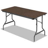 Iceberg OfficeWorks Classic Wood-Laminate Folding Table, Curved Legs, 60 x 30 x 29, Walnut