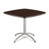 Iceberg CafeWorks Table, Cafe-Height, Square Top, 36 x 36 x 30, Walnut/Silver