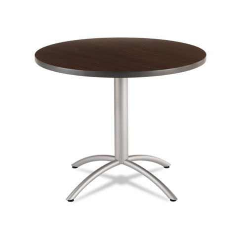 Iceberg CafeWorks Table, Cafe-Height, Round Top, 36" dia x 30"h, Walnut/Silver