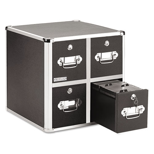 Vaultz 4-Drawer CD File Cabinet, Holds 660 Folders or 240 Slim/120 Standard Cases, Black